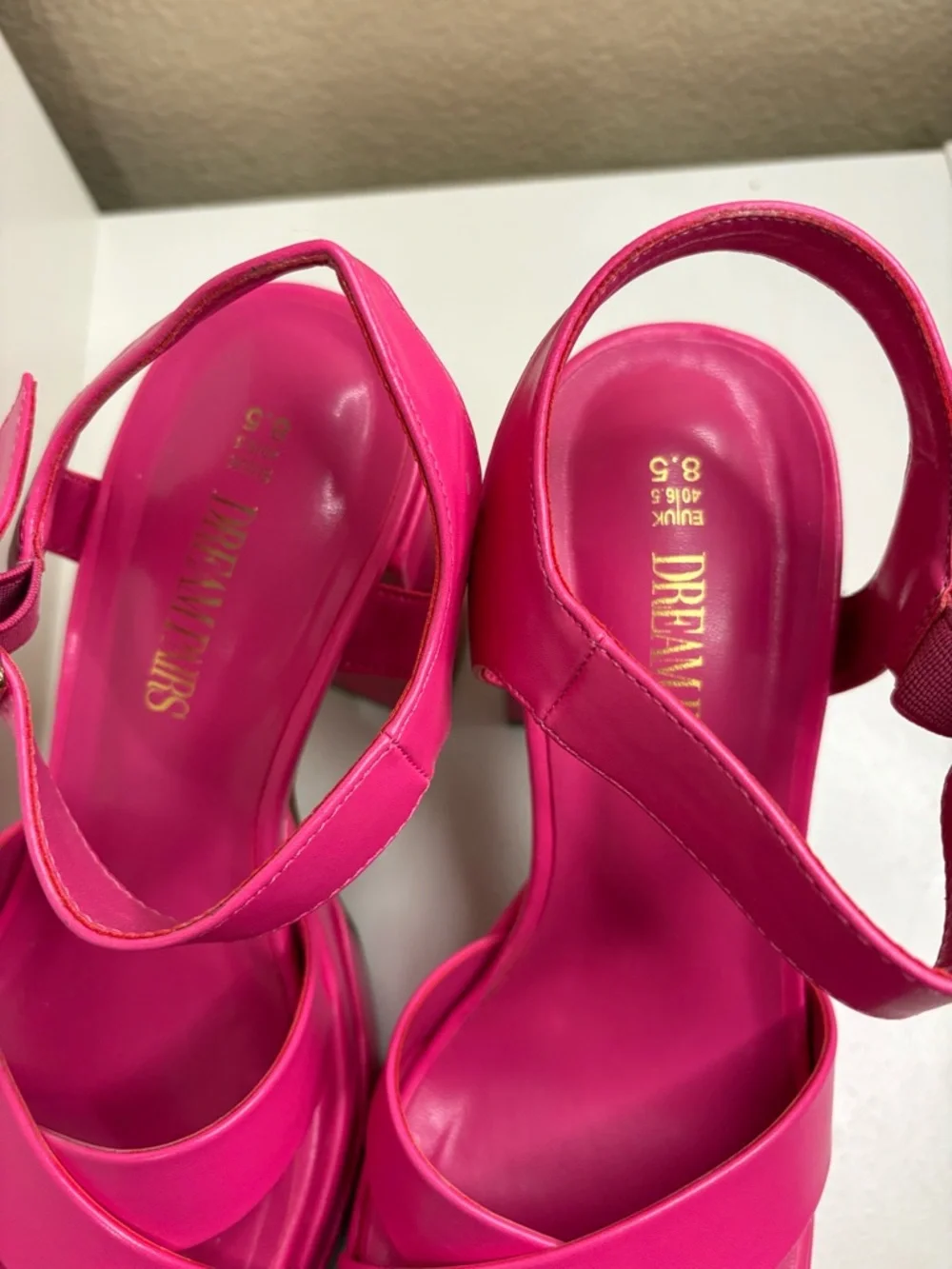 Dream Pairs Hot Pink Platform Block Heel Sandals Square Toe Y2K Size 8.5 - Picture 4 of 11